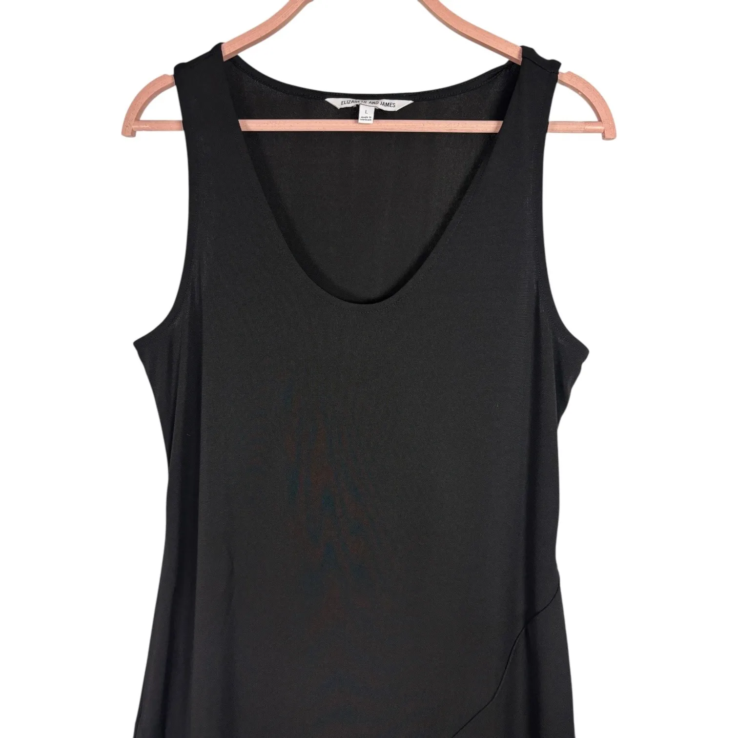 Elizabeth & James Black Sleeveless V Neck Maxi Dress Sz L Minimalist Liquid Knit - Image 5