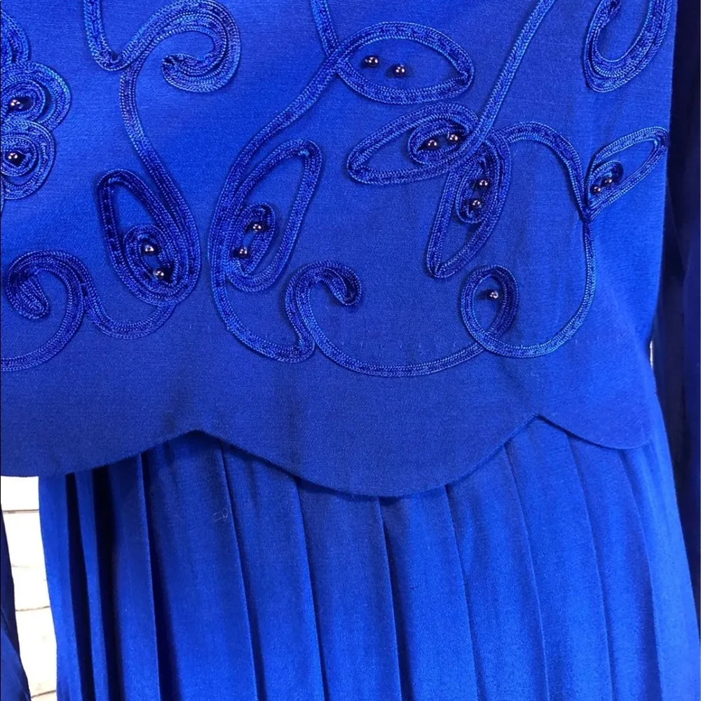 Karin Stevens VINTAGE 90's Blue Embroidered  Dress - Image 11