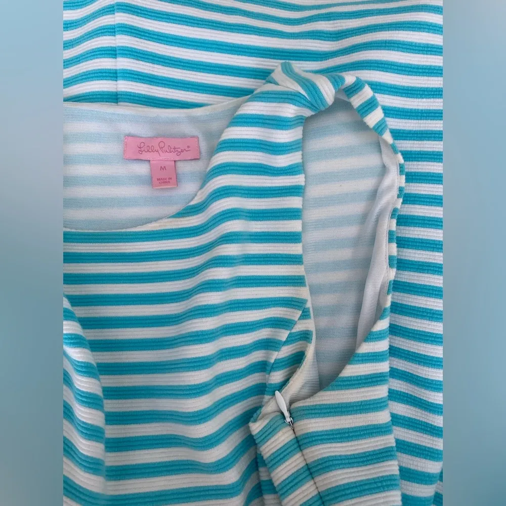 Lilly Pulitzer Blue & White Stripe Dress, Size Medium - Image 3