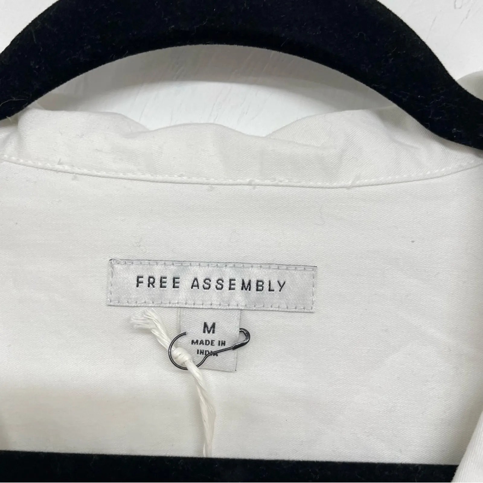 Free Assembly White Short Sleeve Button Down Shirt Dress Womens M Beachy Classic Size M - Image 7