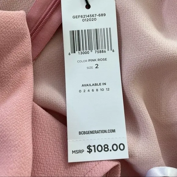 NWT‎ BCBGeneration Asymmetrical Ruffle Halter Mini Dress Pink Rose Size 2 - Image 6