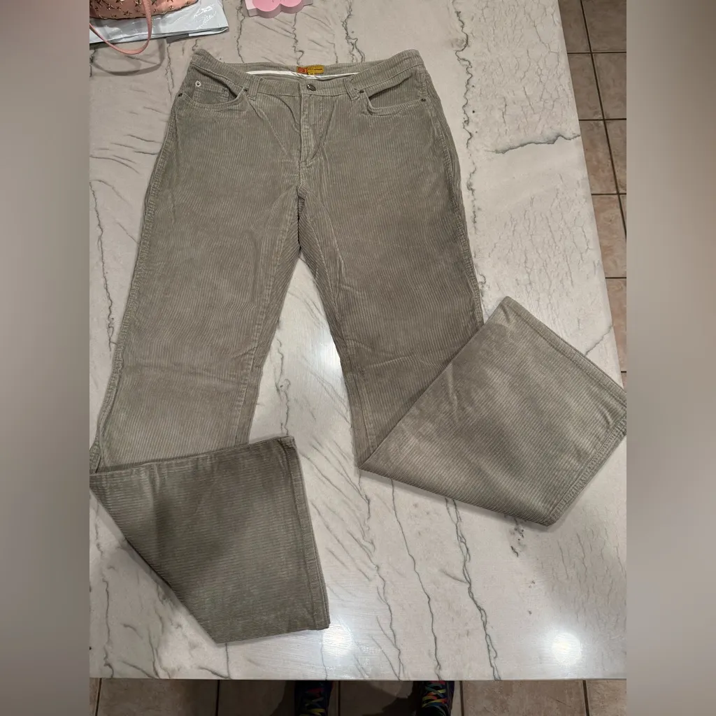 Beau Dawson Wide Wale Corduroy Wide Leg Pants Size 12 Taupe Neutral Stretch Tan - Image 6