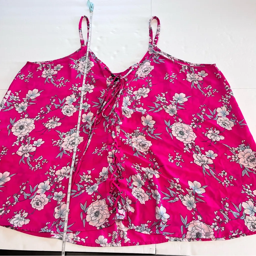 Torrid Sophie Georgette Hot Pink Floral V Neck Lace Up Swing‎ Cami 5X - Image 8