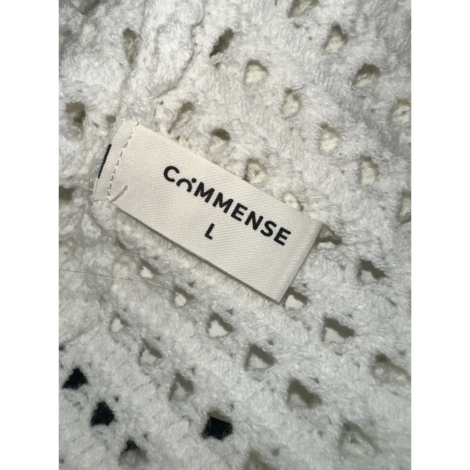 COMMENSE OPEN KNIT TIE FRONT HALTER WHITE CROCHET VEST NWOT‎ SIZE L Size L - Image 4