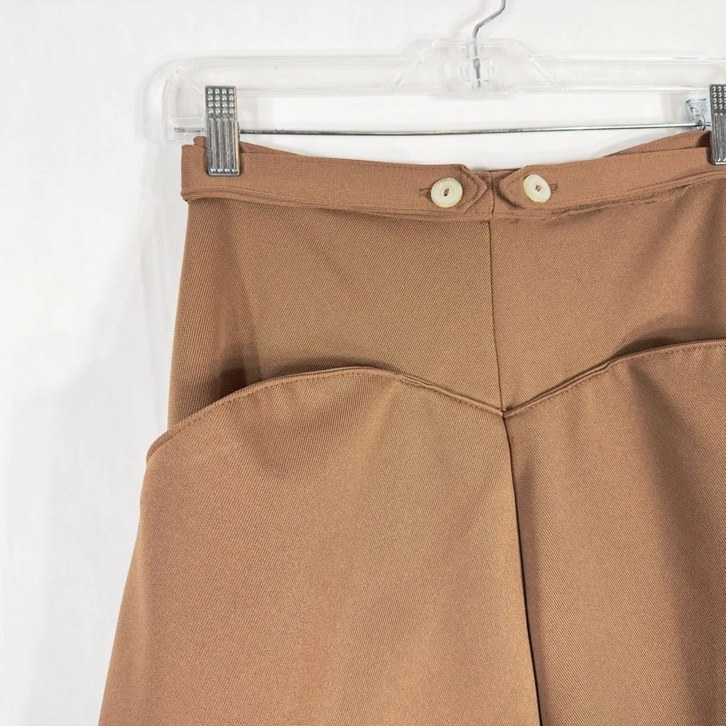 Vintage Uniform Wrap Skirt Solid‎ Brown Deep Pockets Army Womens Soviet 1014 Size L - Image 7