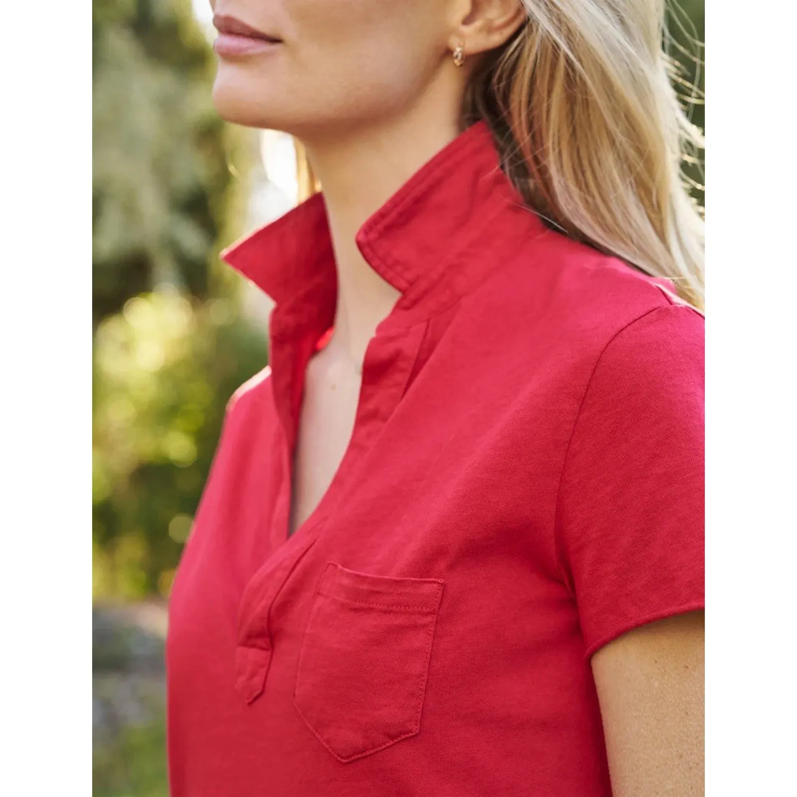 Frank & Eileen Lauren polo dress Red Sz Medium Heritage Jersey Classic Chic - Image 5