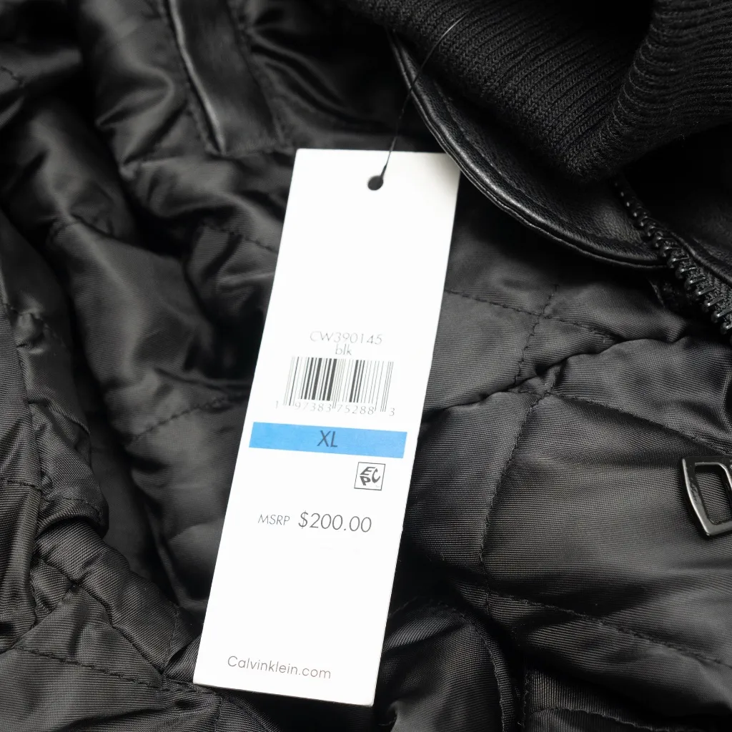 Calvin Klein - Faux-Fur-Collar Faux-Leather Bomber Coat - Image 9