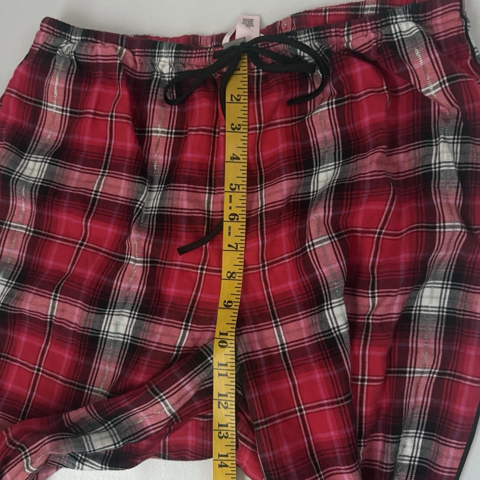 Victoria's Secret Plaid Pajama Red Lace Trim Piping Pockets Lounge Holiday Cabin - Image 8