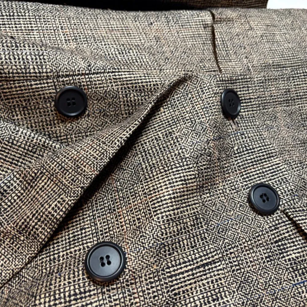 Vtg Sak's 5th Avenue plaid silk blazer jacket - Image 3