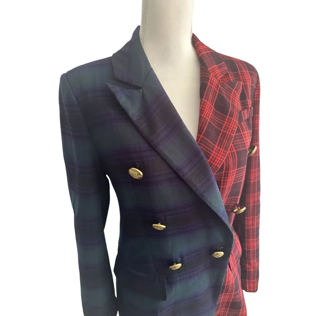 STEVE MADDEN Plaid Tartan Split Buttoned Blazer Jacket Sz Small - Image 2