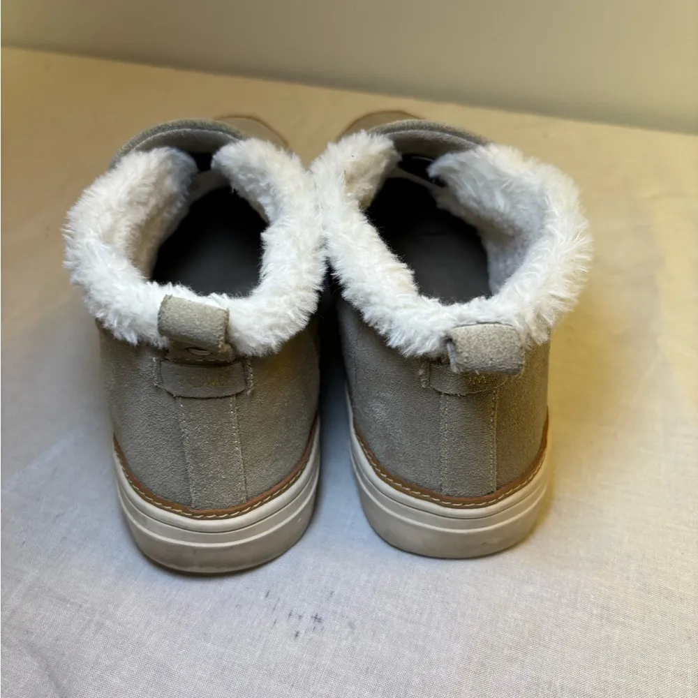 Toms Paxton Fur Trim Gray Tan Suede Leather Slip-on Sneaker Shoes Women’… - Image 6