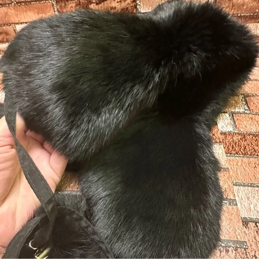 ADRIENNE LANDAU Real Fur Rabbit winter hat Black - Image 11