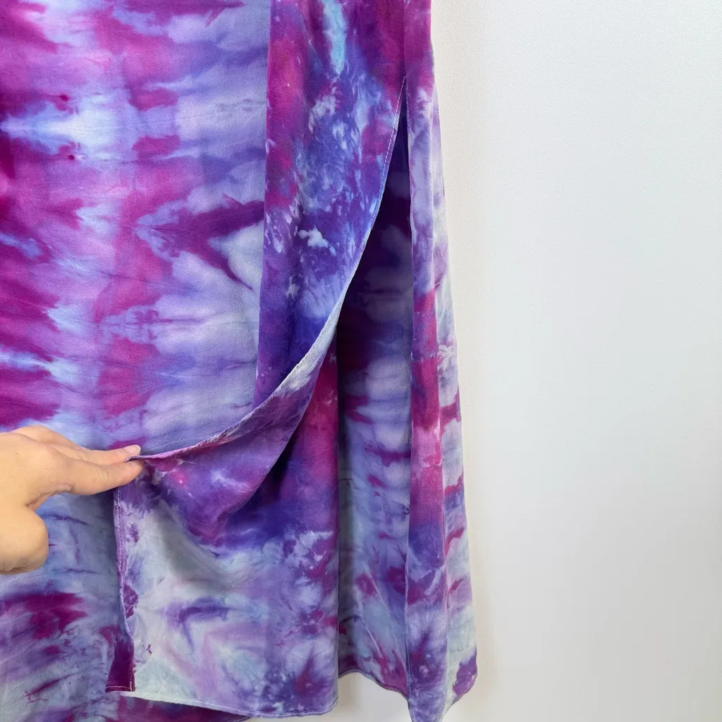 Reeegan Hand Dyed Maxi Dress Large Purple Pink Blue Tie Dye USA Sustainable Soft - Image 5
