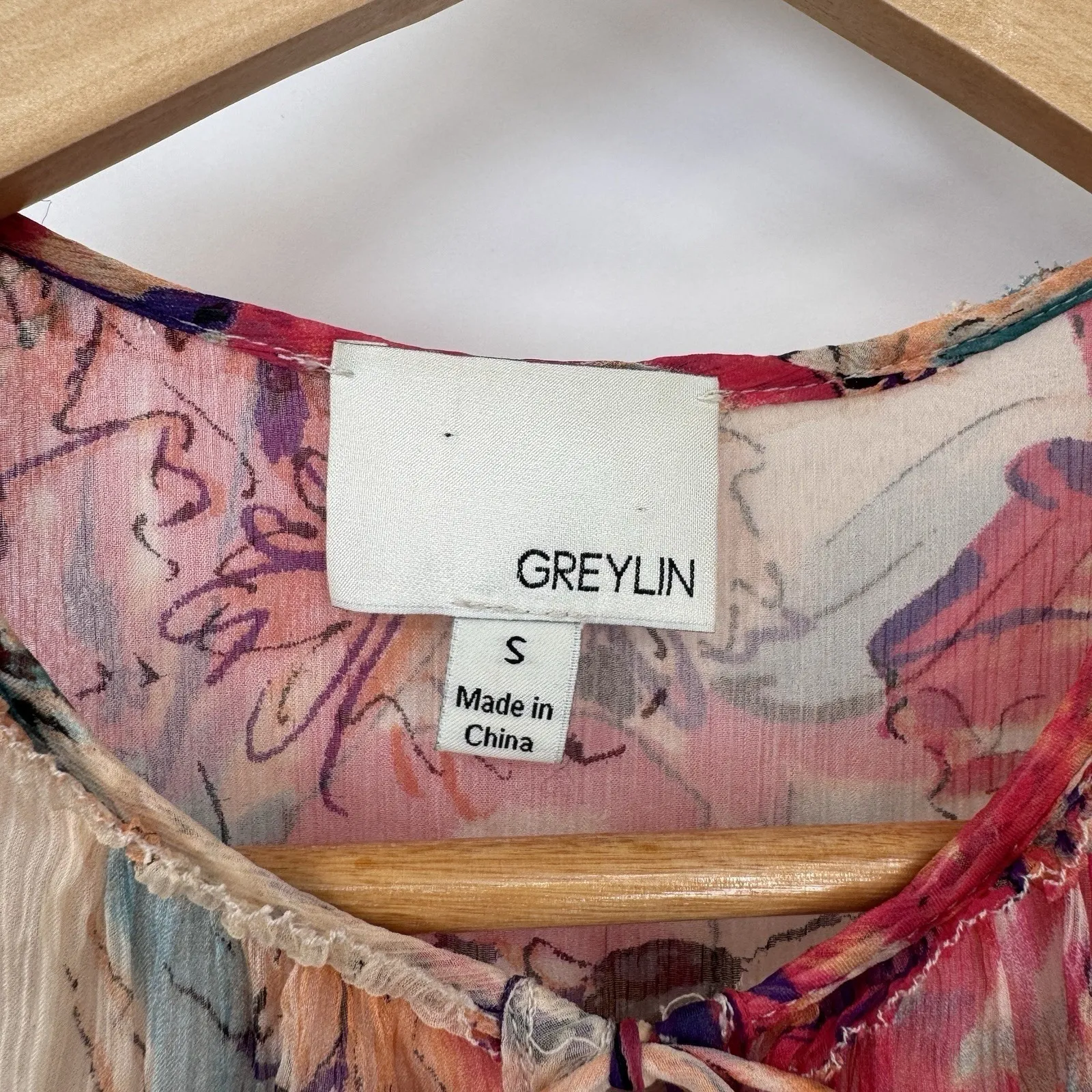 Greylin Tiered Romantic Maxi Dress Small Silk Floral Cottagecore Fairy Boho - Image 6