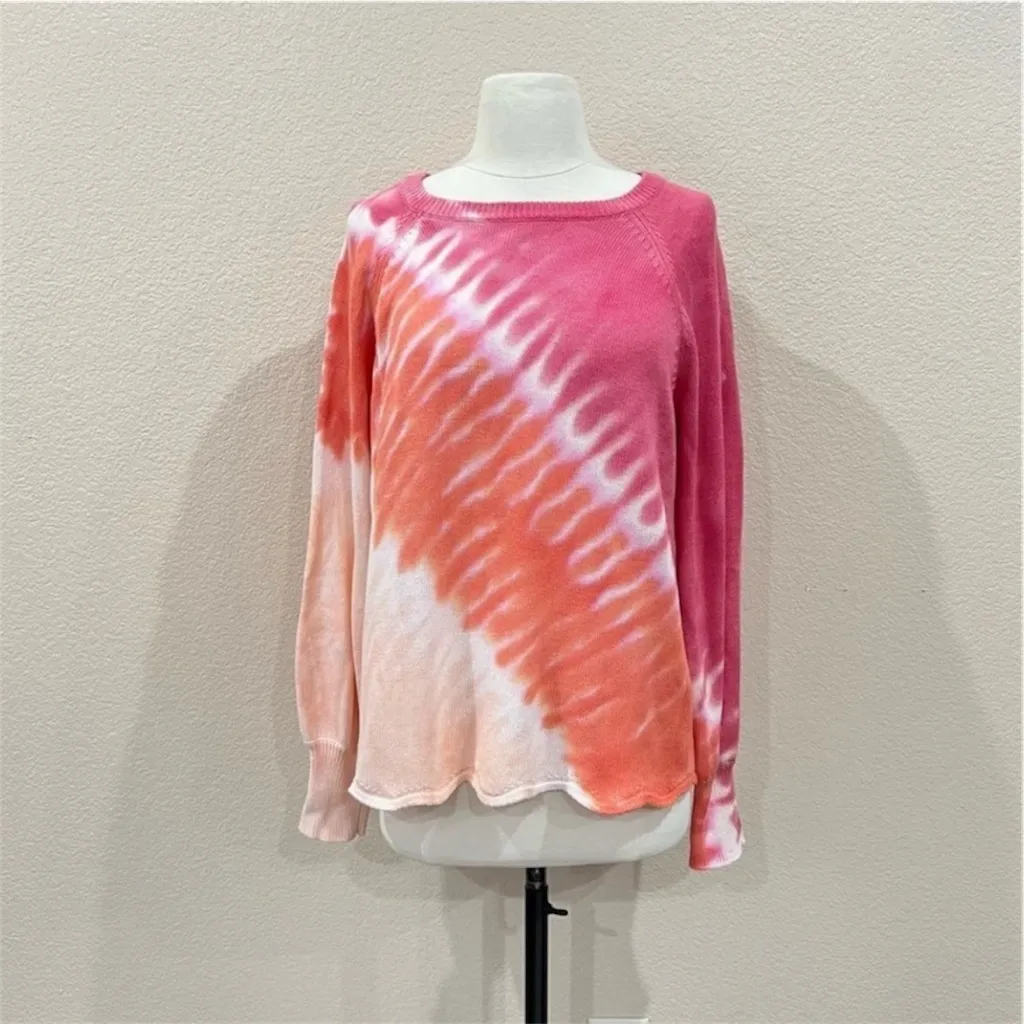 Design 365 Pink and Orange Tie Dye Sweater Size Large - Image 3