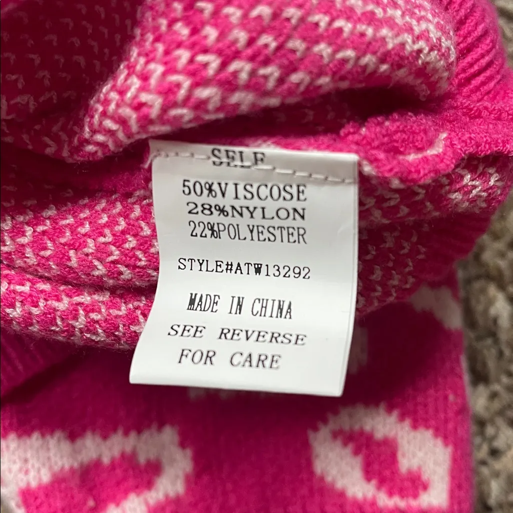 Andthewhy Warm Long Sleeve Leopard Print Crewneck Sweater Medium Large Oversized - Image 4