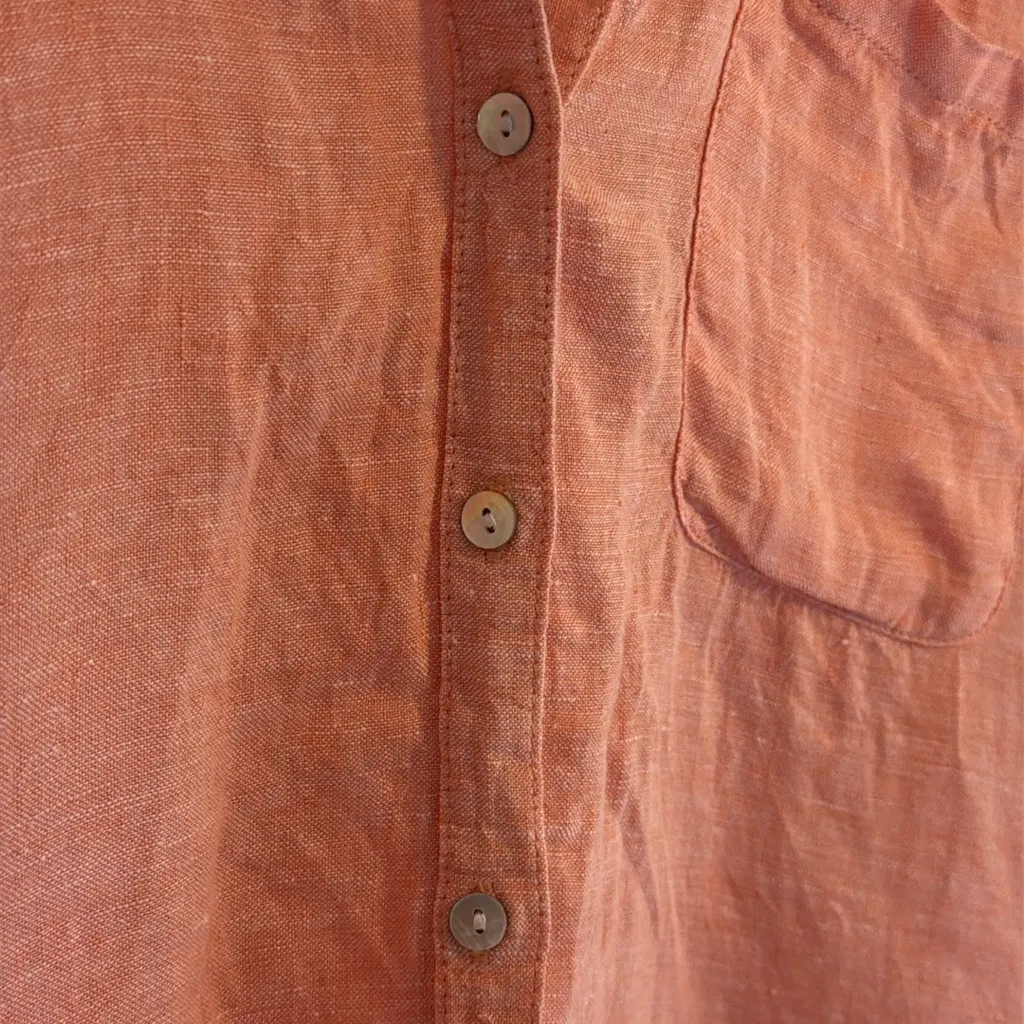 Sigrid Olsen  Orange Linen Shirt Button Up Medium - Image 4