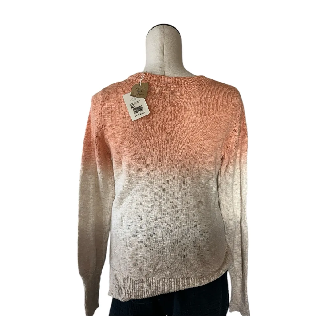 NWT Faherty Muir Sunset Dip Dye Crewneck Knit Sweater Small Organic Cotton Tan - Image 12