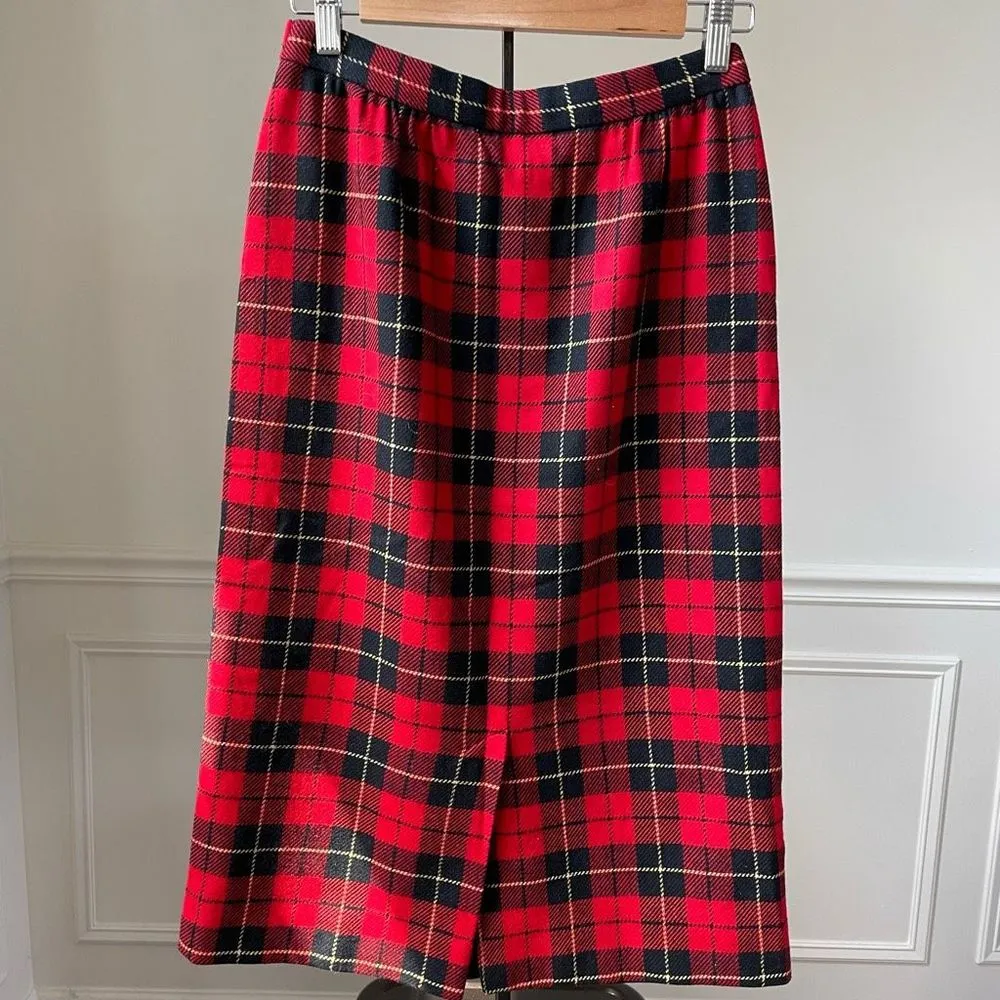 Vintage  Wool Wallace Tartan Plaid Pencil Skirt M - Image 4