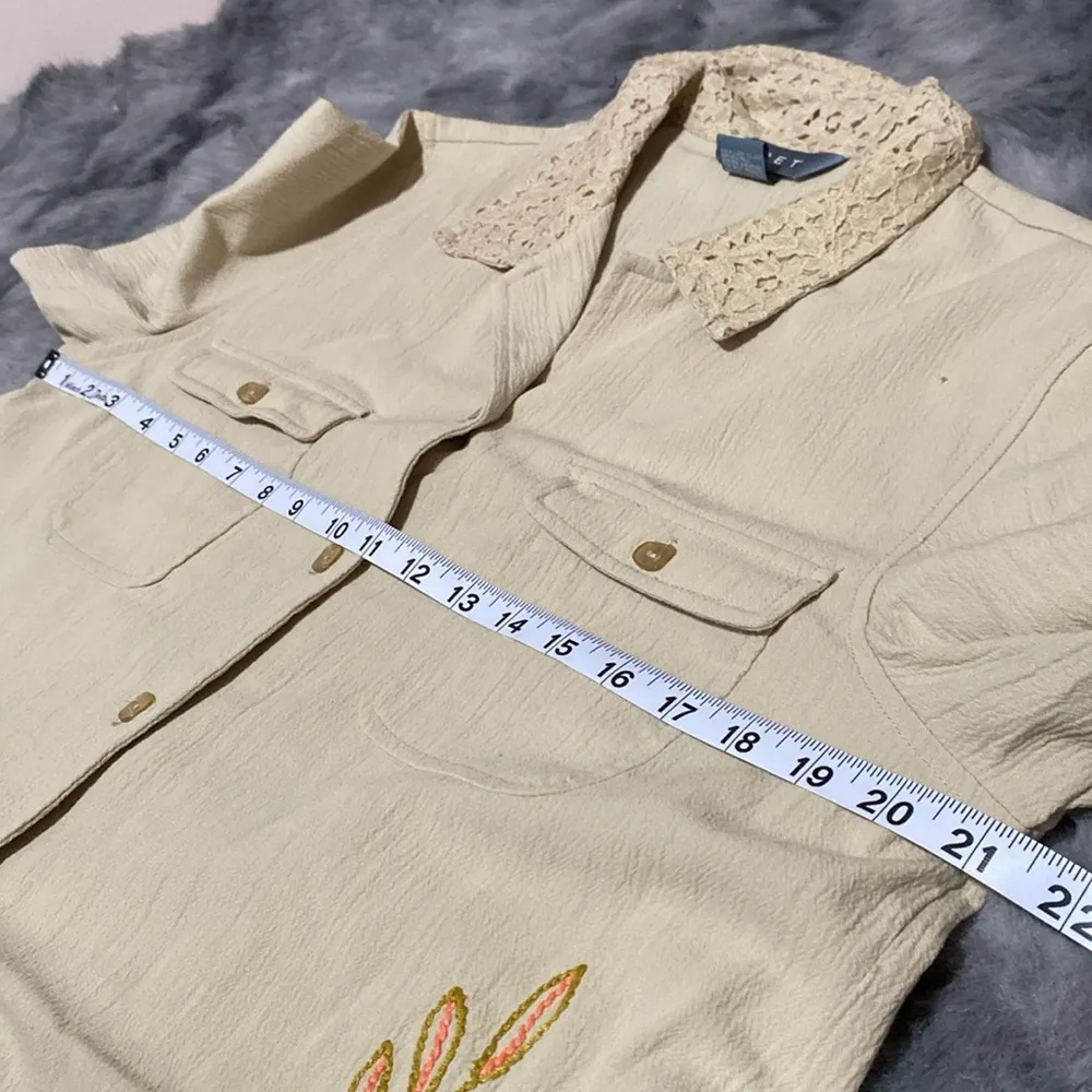 Koret Beige business top for women Floral Embroidery Tan Size 12 - Image 7