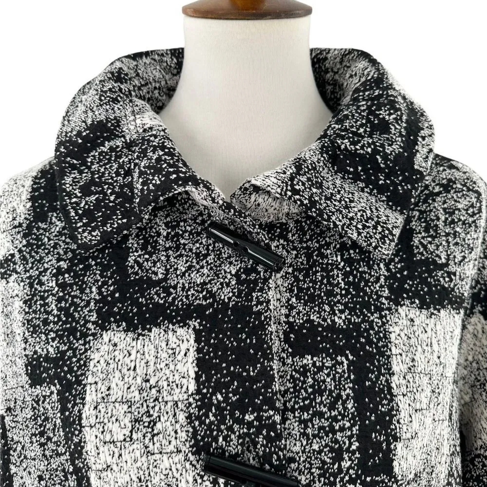 NEW/NWT Yushi Black and White Block Print Knit Jacket Wired Collar Size XL - Image 3
