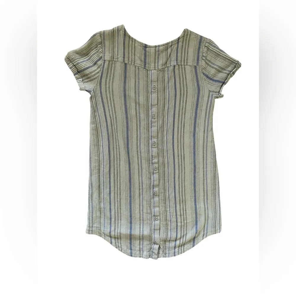 Cloth & Stone Linen Blend Striped T-Shirt Dress Size Small Lagenlook Minimal - Image 2