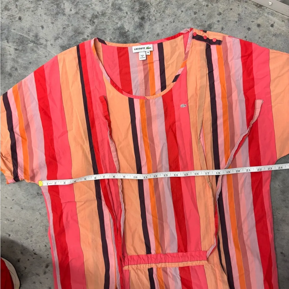 Lacoste Dress size Y2K Cotton Pleated Drop Waist Tennis Silver Alligator Rainbow - Image 5