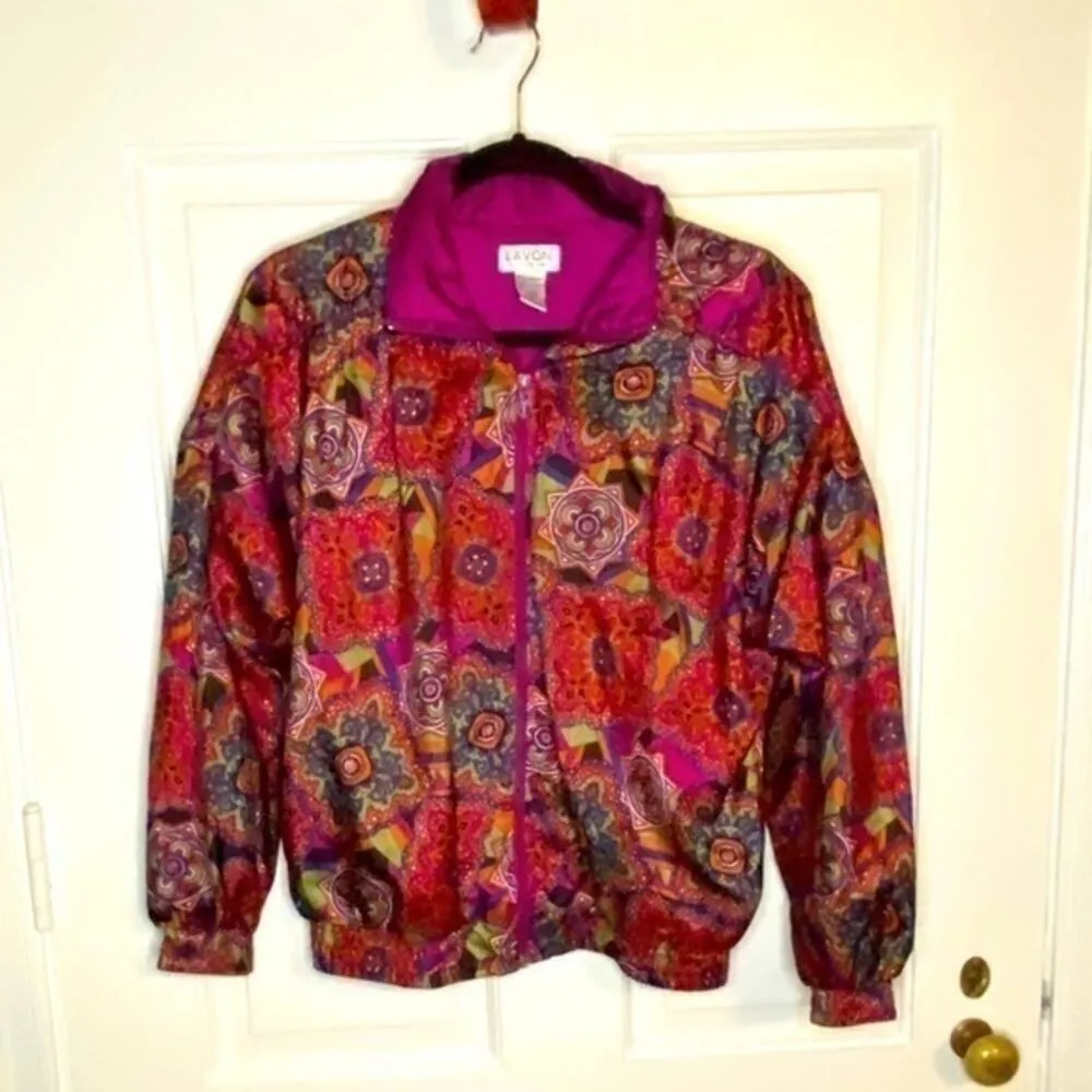 Vintage Lavon Pink & Orange Patterned Jogging Jacket Size Small - Image 2