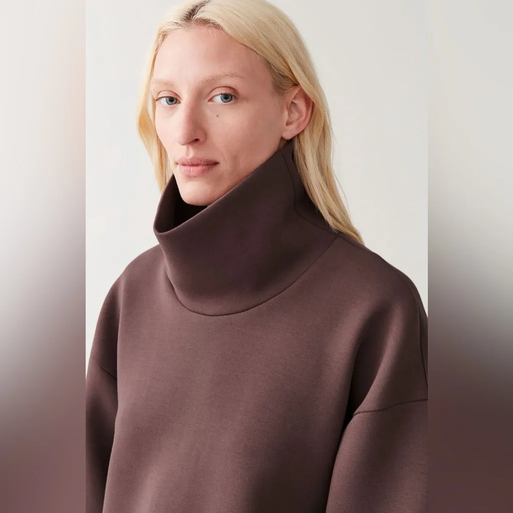 COS Purple Roll Neck Scuba Top Sweater Size XS - Image 2