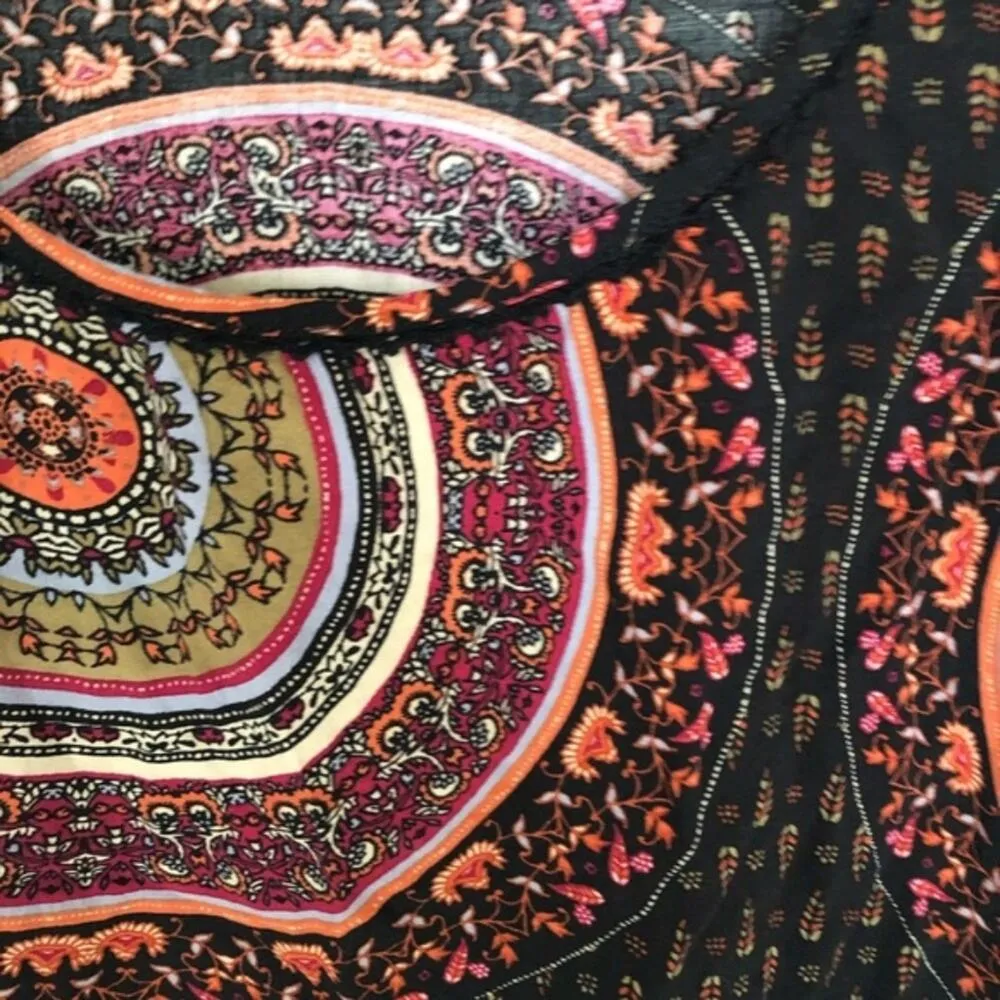 Mob Wife Gypsy Warrior Fringe Boxy Crop Top Black Red - Image 6