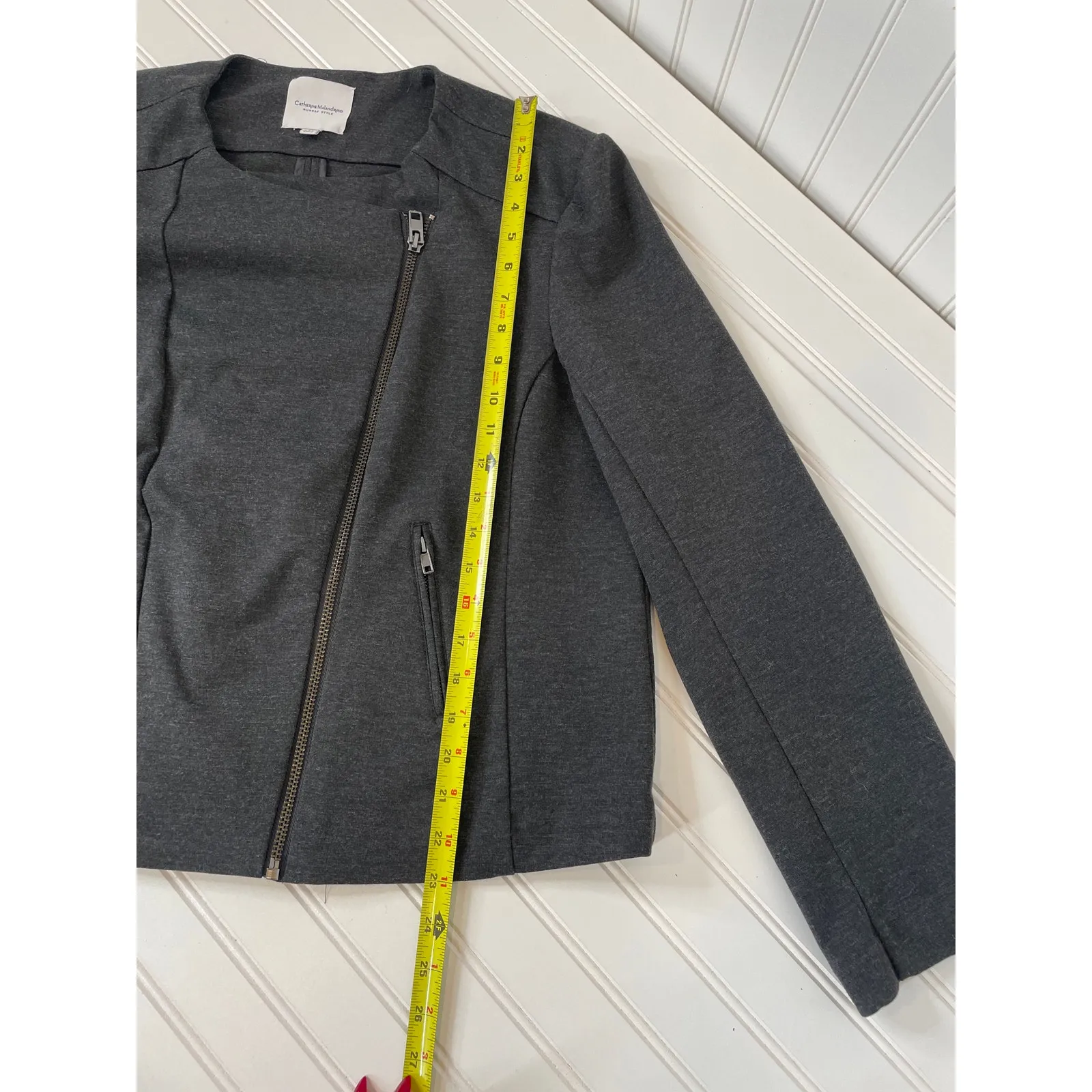 Catherine Malandrino Women's Runway Style Charcoal Gray Side Zip Jacket Size 2XL - Image 5