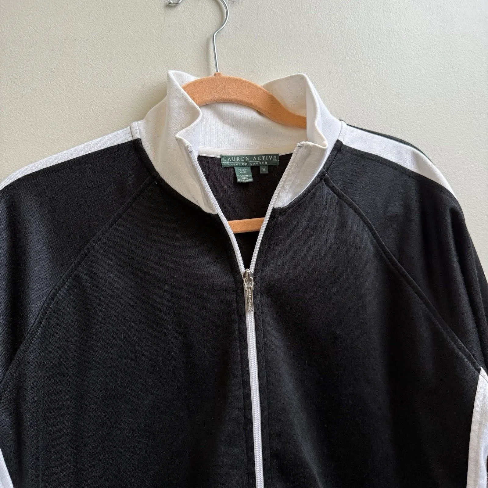 Lauren Ralph Lauren Active RL Black and White Zip UP Activewear Jacket Size XL - Image 3