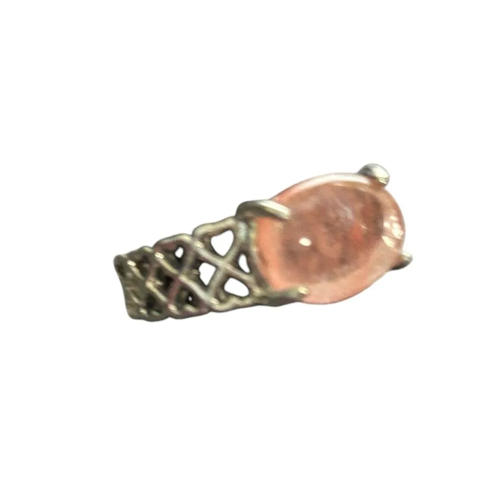 Rose Quartz Silver Plated Ring Fashion Jewelry Size 8.5 Pink - Image 2