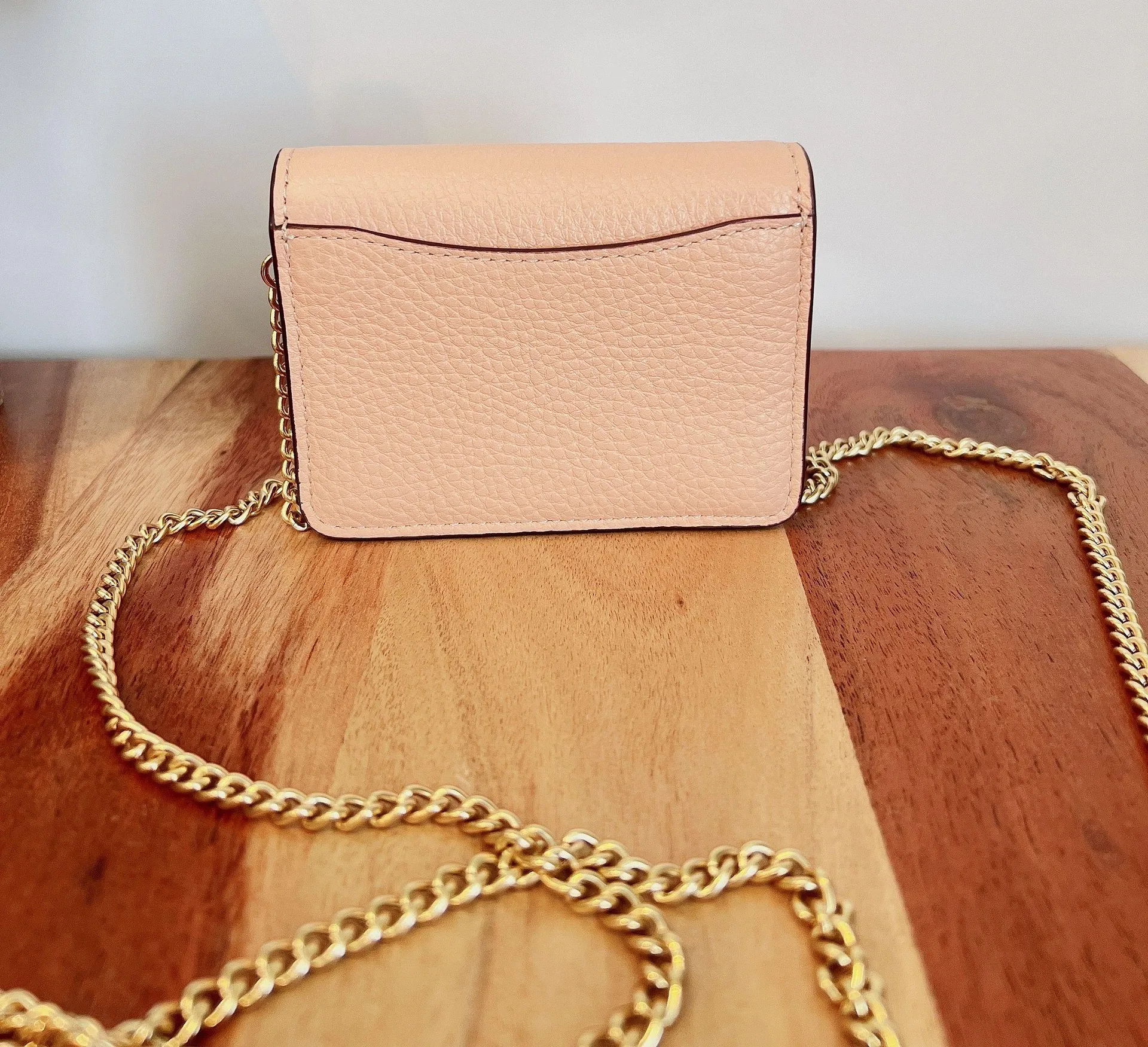 Mini Wallet On A Chain With Floral Whipstitch - Image 3