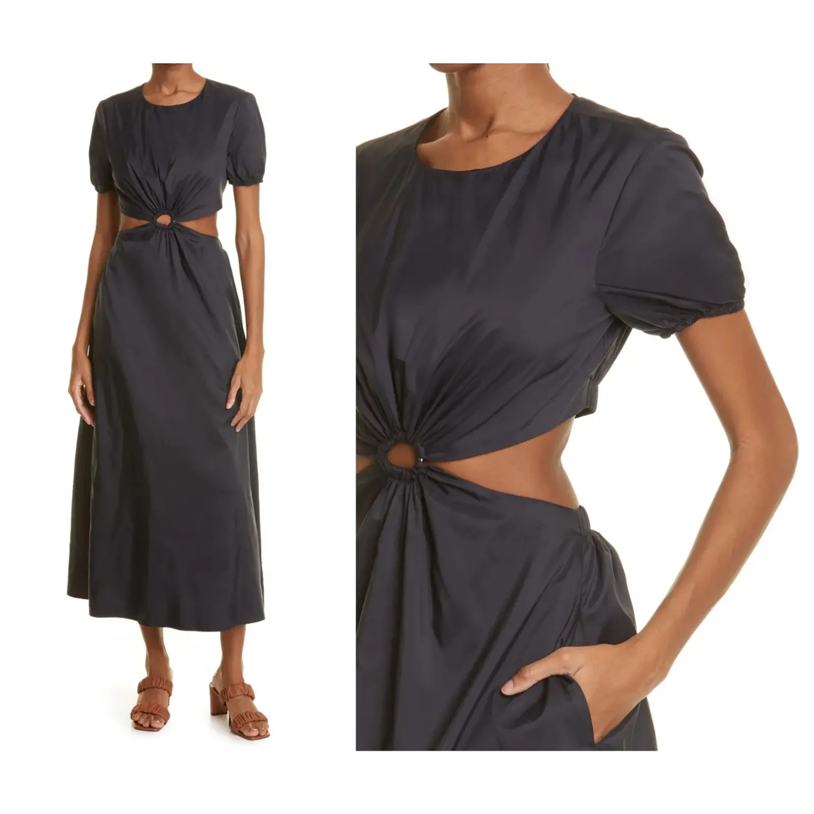 STAUD Calypso Cutout Maxi Dress Size Large Black - Image 13