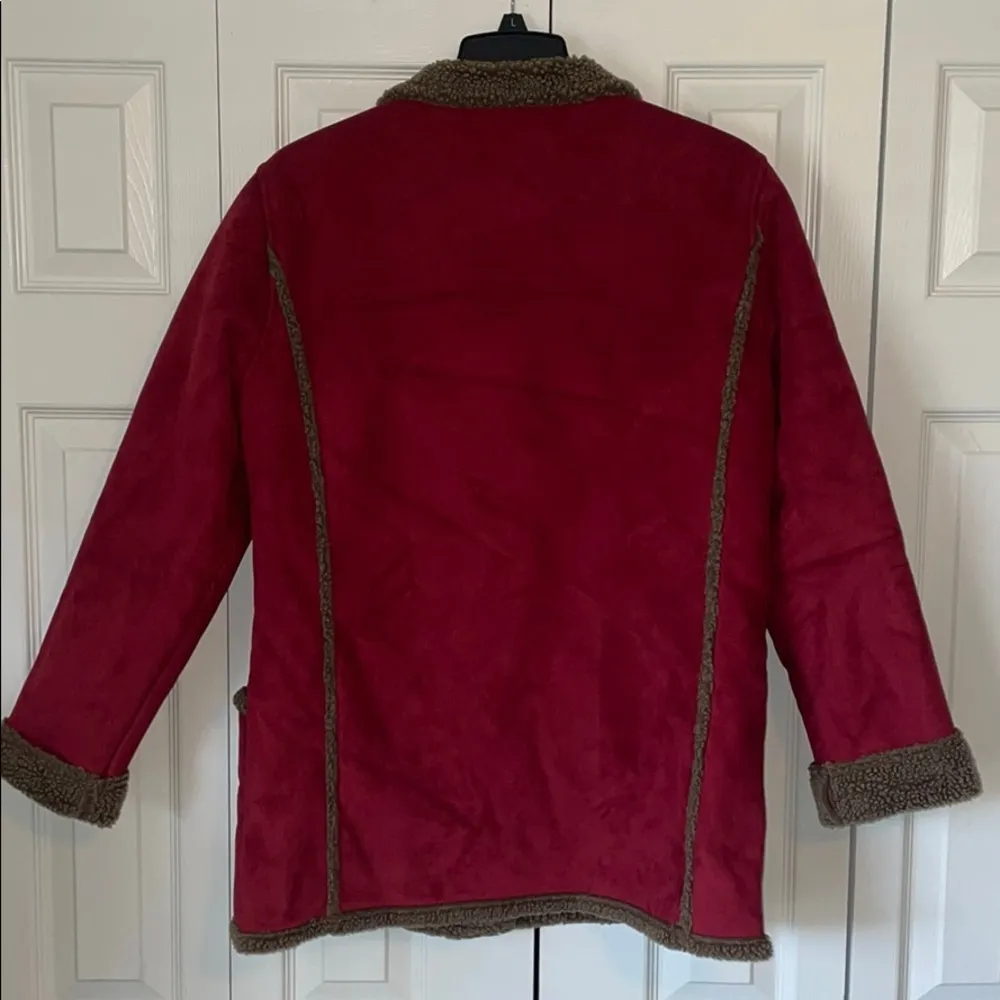 L.L. Bean Maroon Sherpa Coat - Image 2