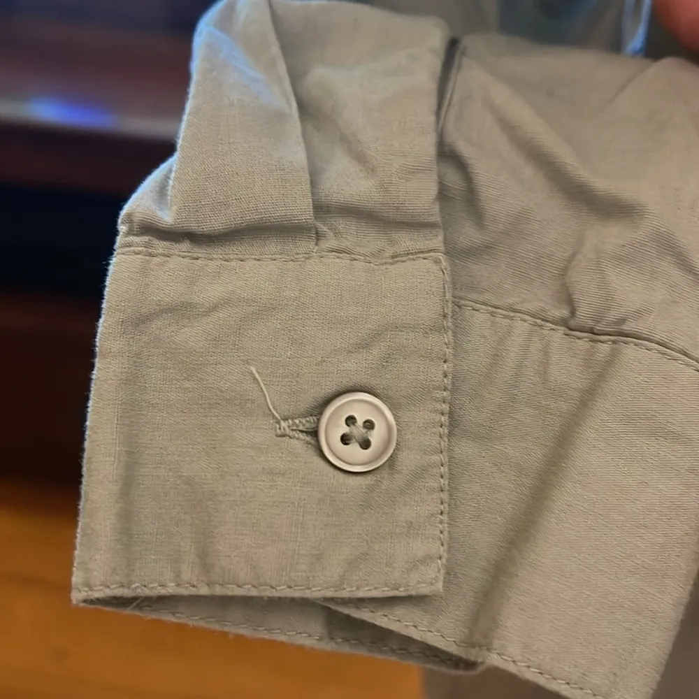 ASOS DESIGN cotton mini smock shirt dress in khaki - Image 8