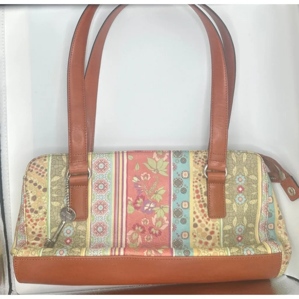 Fossil Colorado Leather Floral Shoulder Bag, Retired, Leather Straps & Key - Image 10