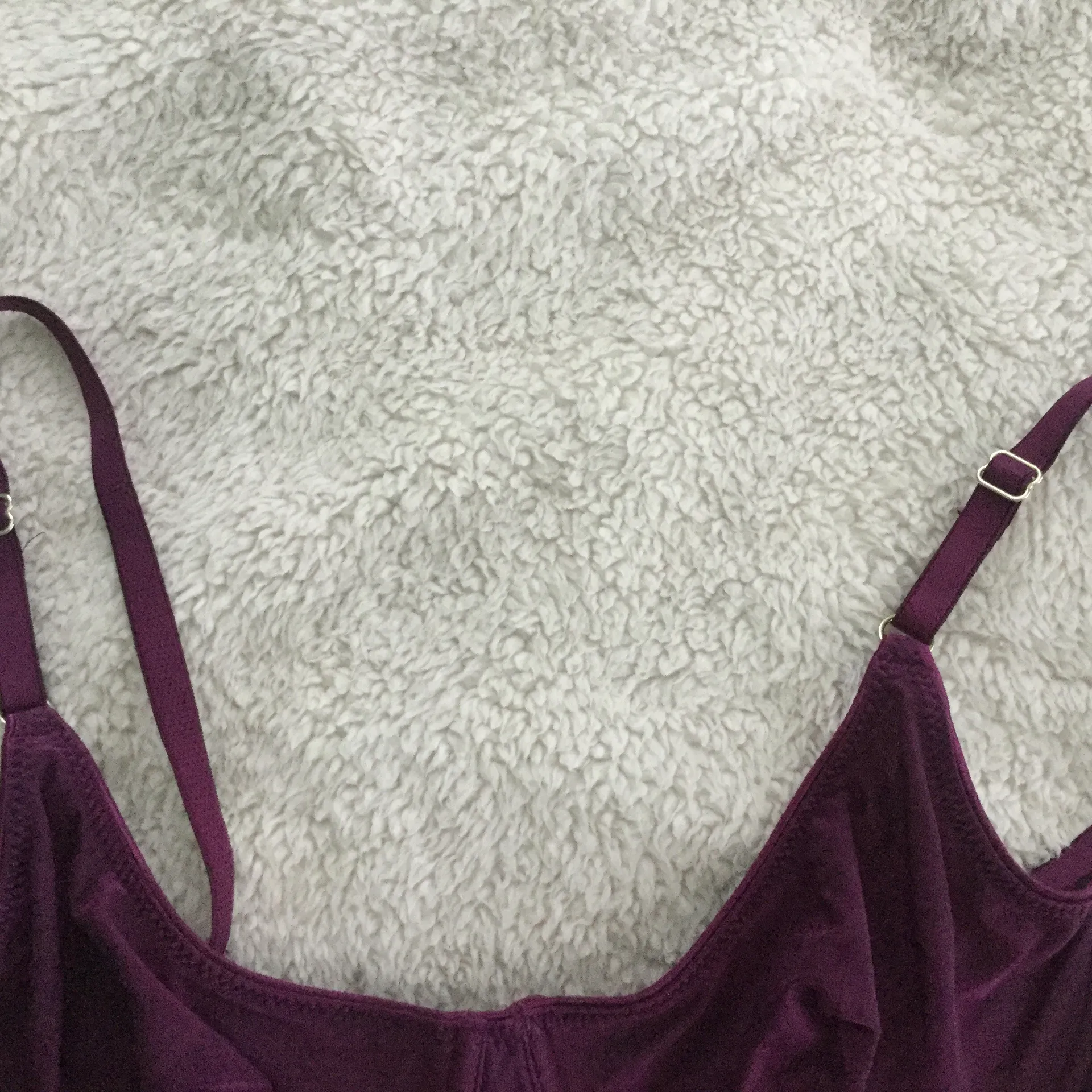 Vintage 90s Iridescent Maroon/Dark Magenta Demi Bra - Sz 36B - Image 9