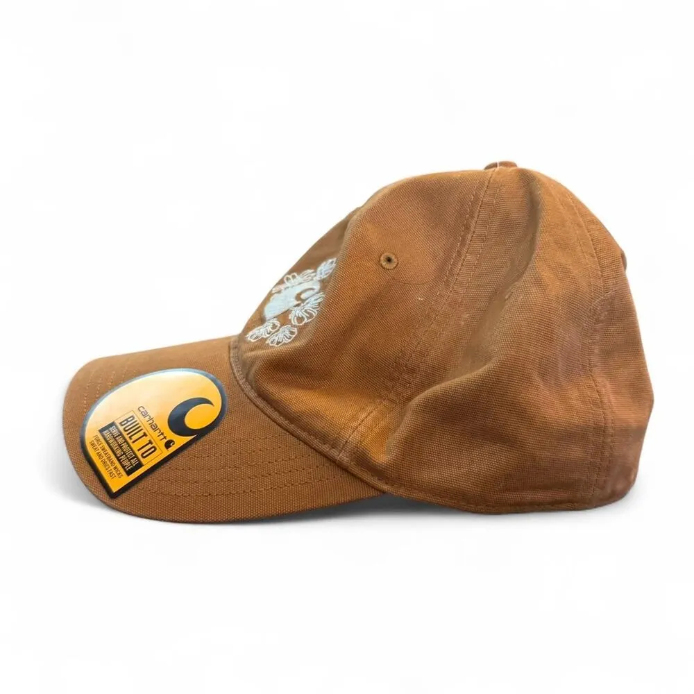 Carhartt Women's Tan adjustable baseball cap with gray embroidered floral logo - Image 2