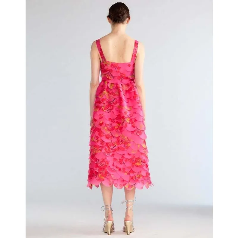 Cynthia Rowley Scalloped Petal Midi Dress floral cherry blossom pink size 4 - Image 6