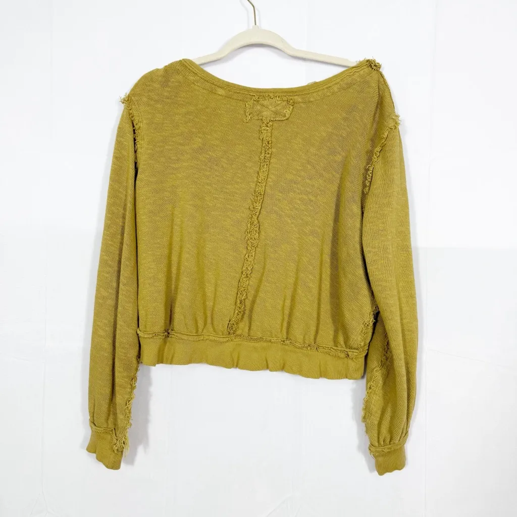 Free People X We The Free Golden Road Cardigan Curly Willow Mustard Olive Crop - Image 4