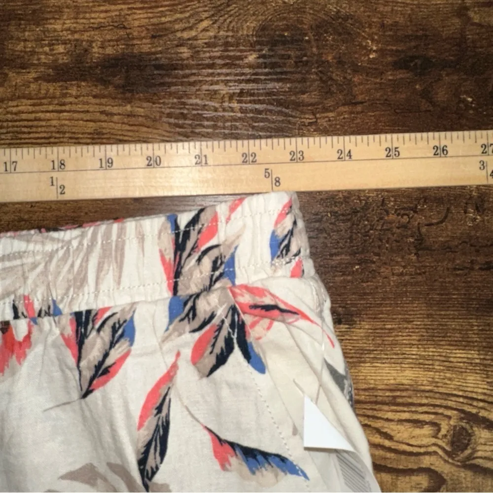 Briggs Pants Womens 3X Beige Multicolor Floral Pull On Linen Blend Wide Leg NWT - Image 5