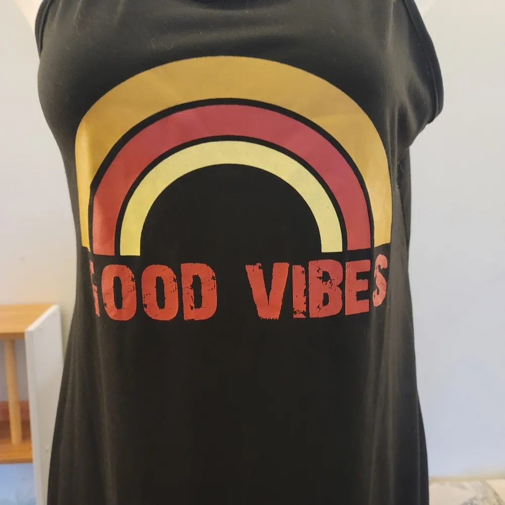 NWT! Pat Pat Black Good Vibes Tassle Hem Graphic Tank Dress M Size M - Image 6