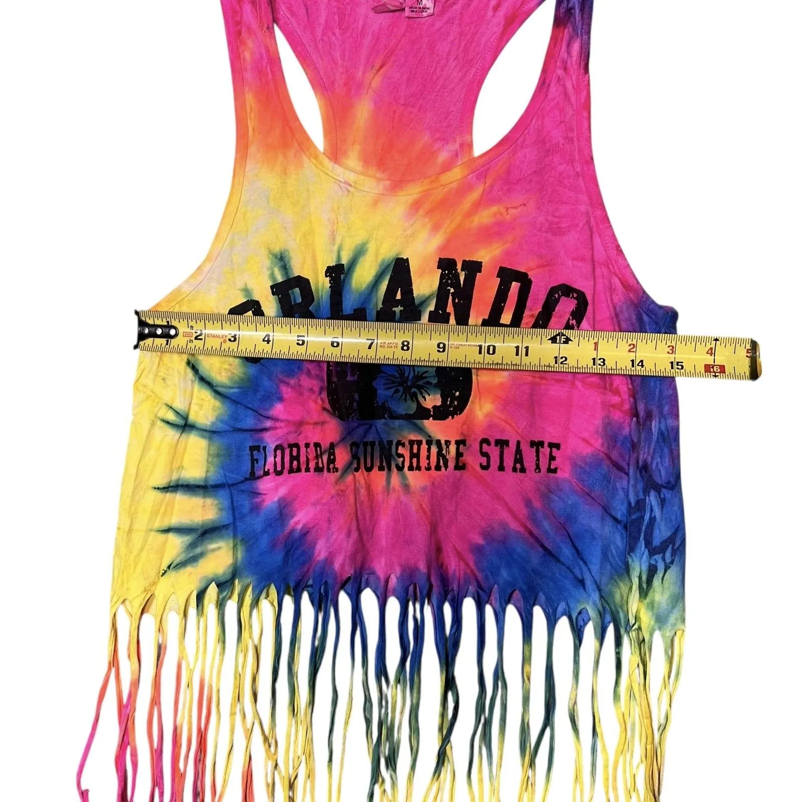 Beach By Exist Tank Top Womens Medium Multicolor Orlando Florida Fringe Tie Dye - Image 4