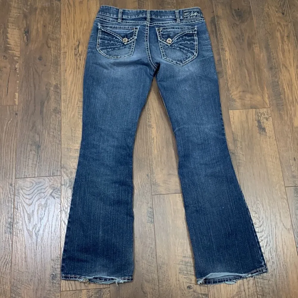 Silver Jeans Suki Surplus Thick Stitched Back Flap Pockets Boot Cut Jeans - Image 4