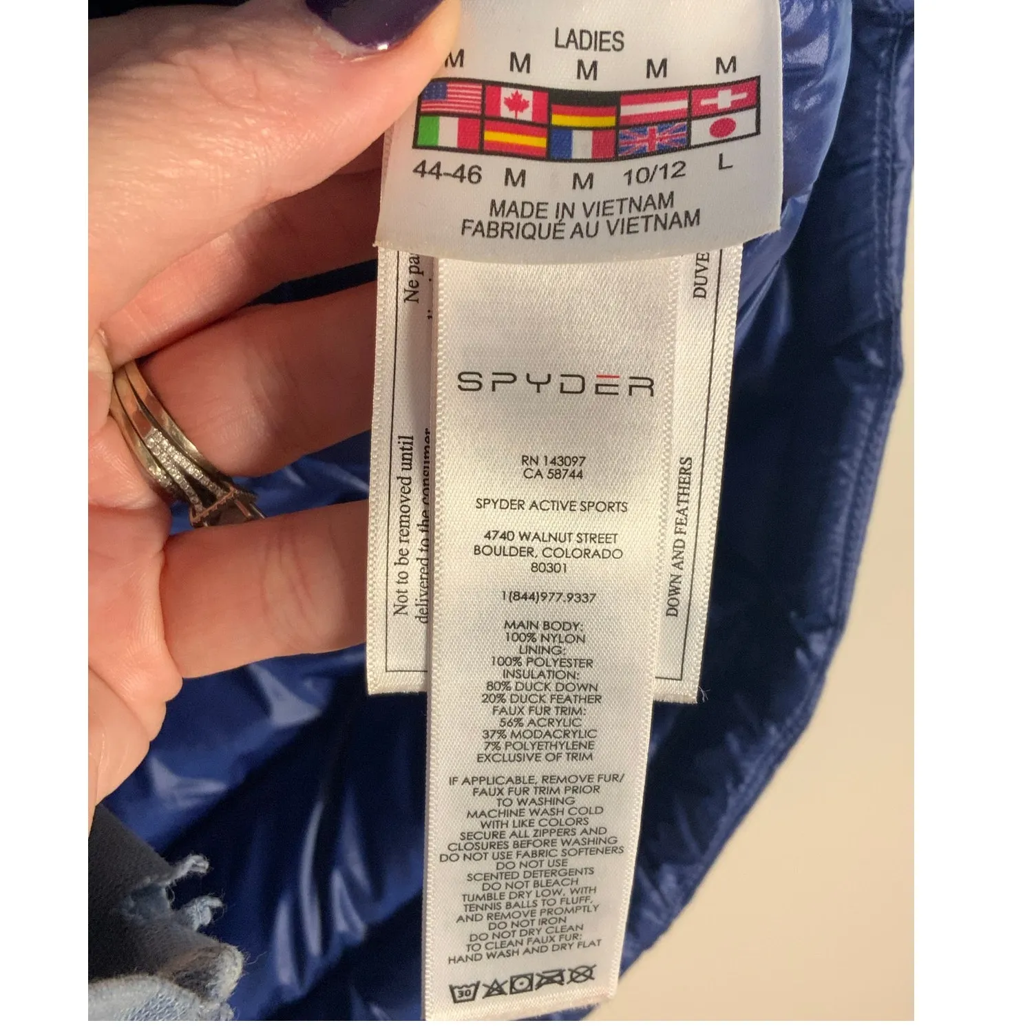 Spyder Down Women's Winter Coat Jacket Navy size‎ medium - Image 3