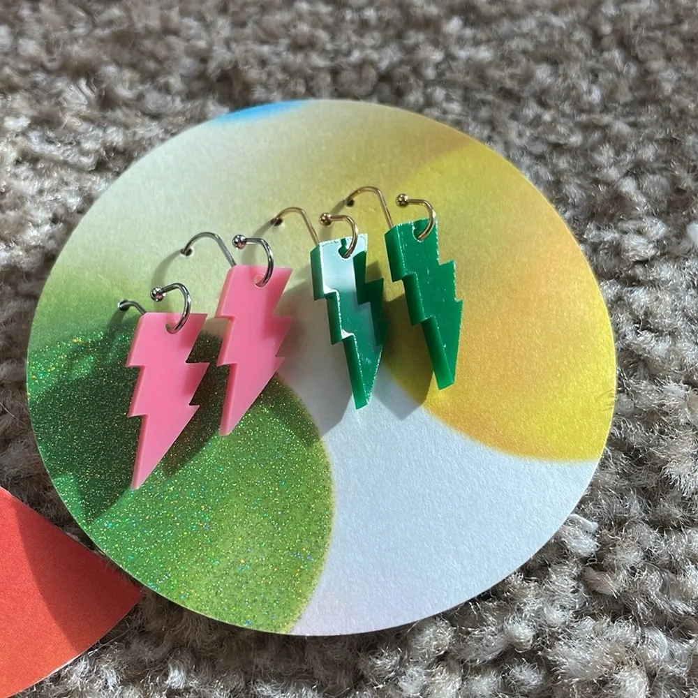 3 Sets of Lightning Bolt Earrings - Image 3