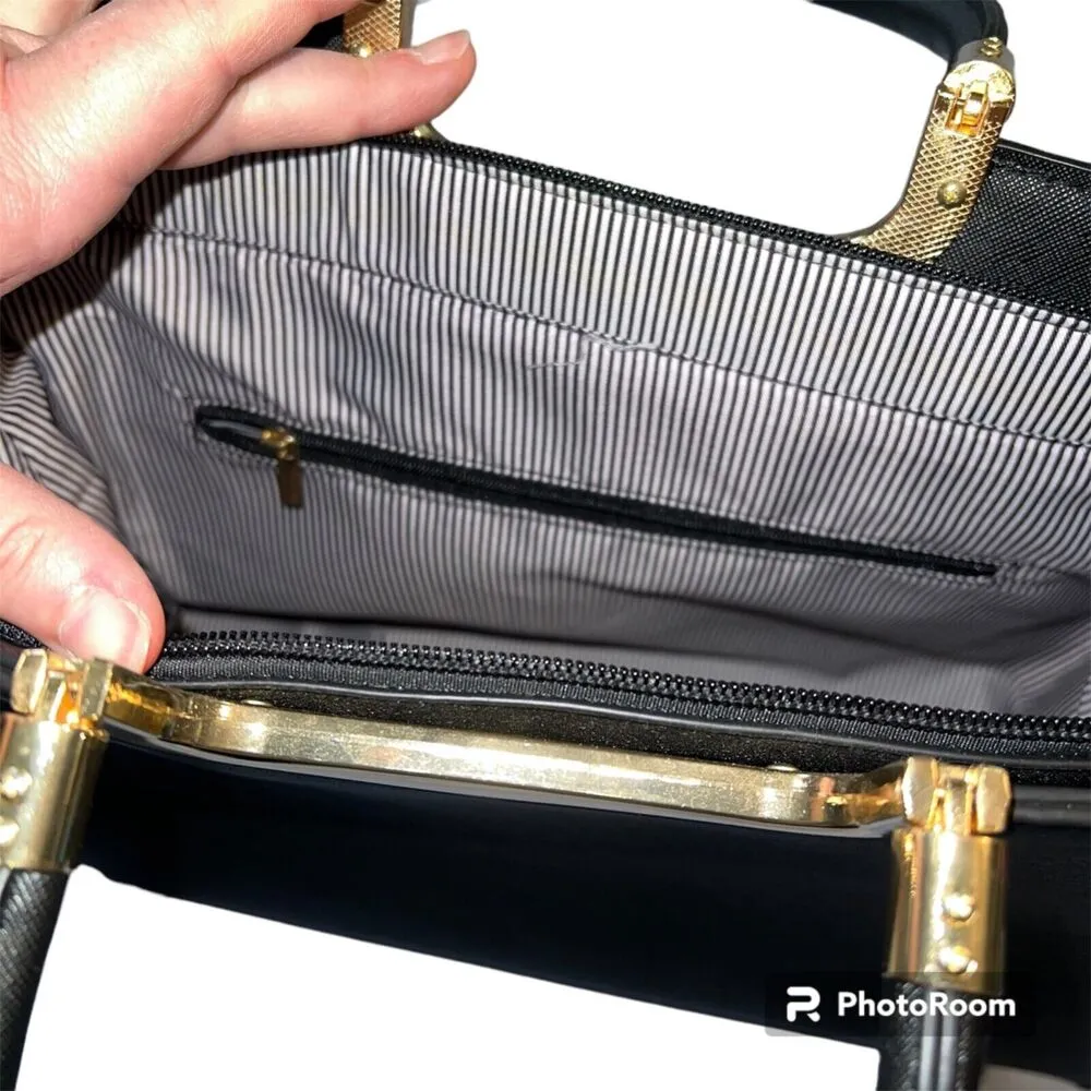 Womens Boutique Tote Bag Purse Shoulder Bag Handbag Black Handle and Crossbody - Image 10