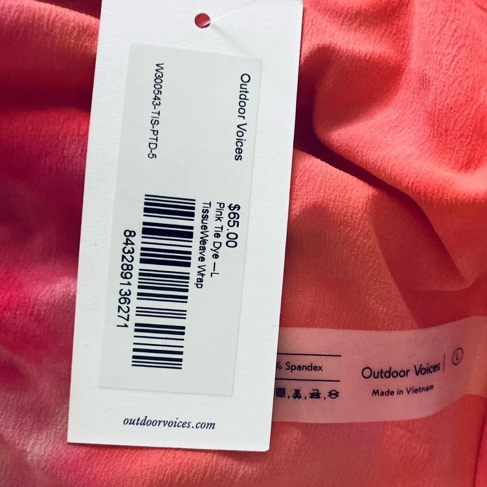 Outdoor Voices Tissue Wrap top in bright pink tie dye. New with tags. Size Large - Image 8